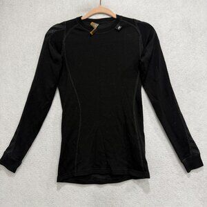 Helly Hansen Shirt Womens Small Black Merino Wool Base Layer Thermal Long Sleeve